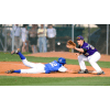 baseball player sliding into home base