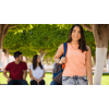college student standing outside on a college campus