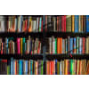 Bookshelves filled with various types of books