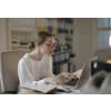 Woman using her laptop for studying