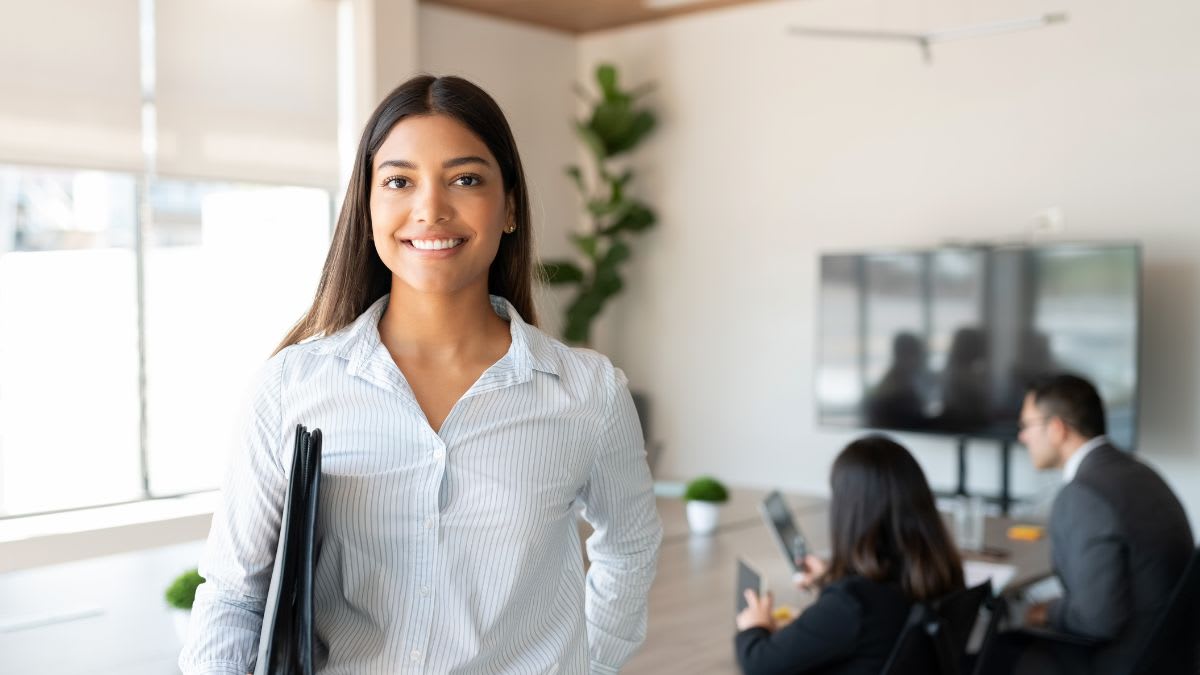 Female employee in a meeting room