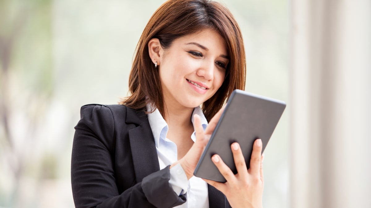 Woman using an electronic tablet
