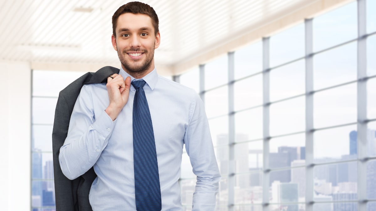 Happy business man in a suit