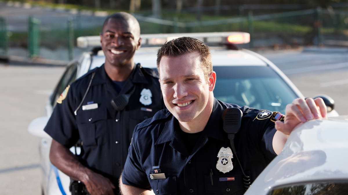 Policeman smiling