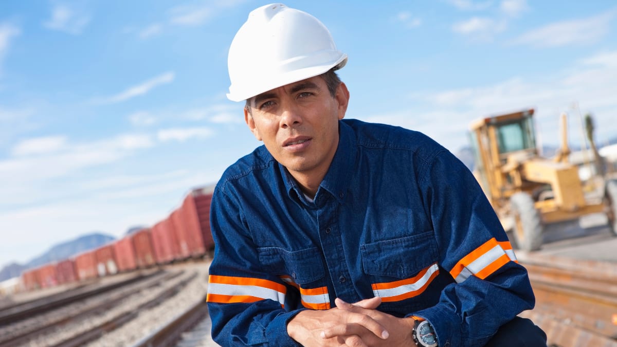 Worker in a trainyard