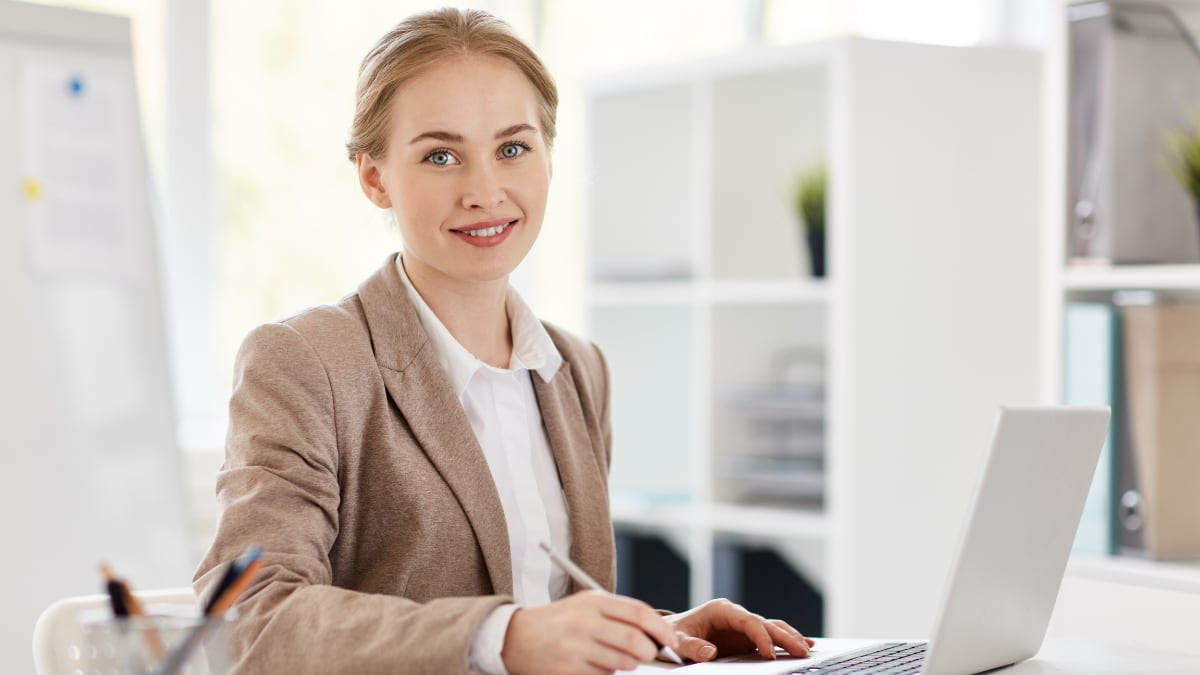 Female accountant smiling