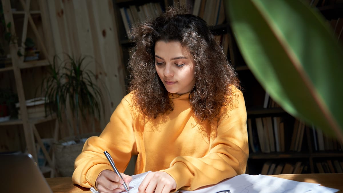 Female student studying