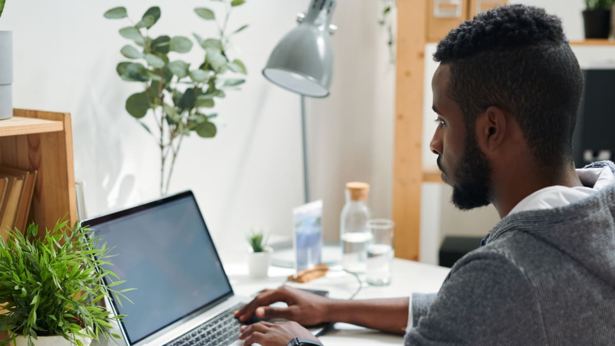 Man working on a laptop