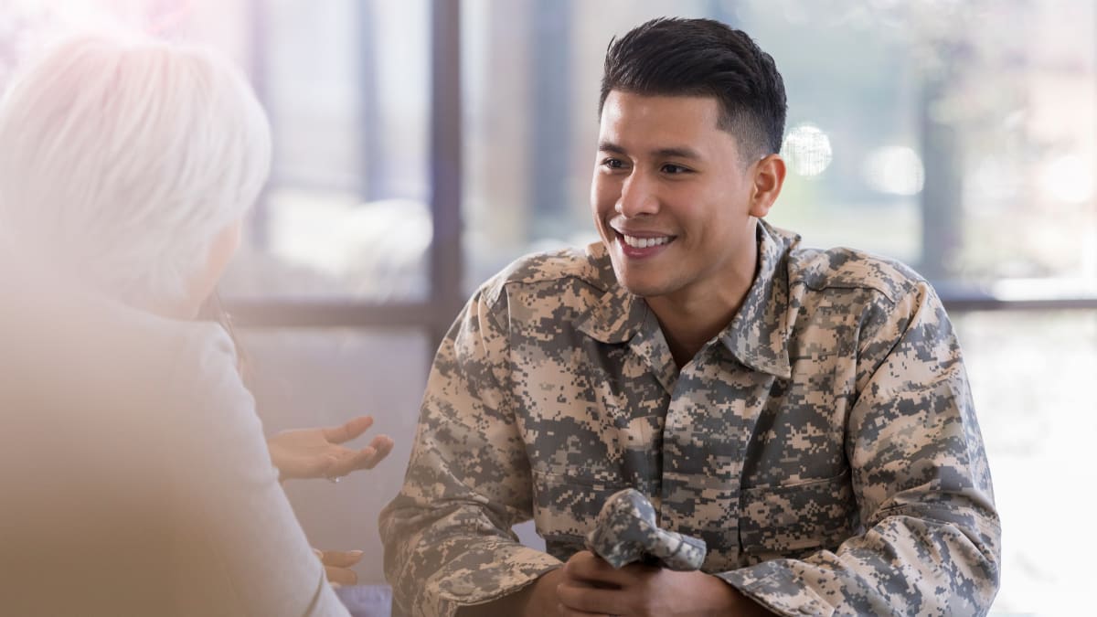 Woman counseling a veteran