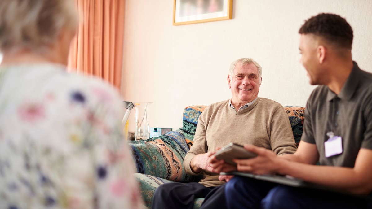 Man helping older people