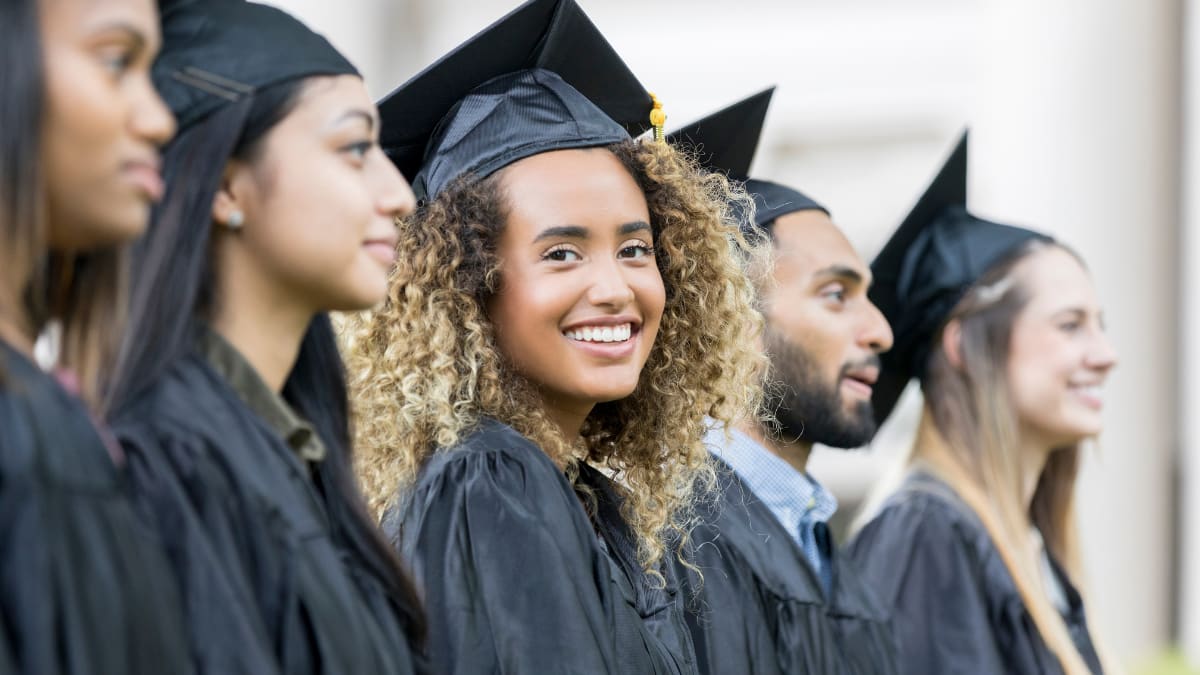 Graduates at a graduation ceremony