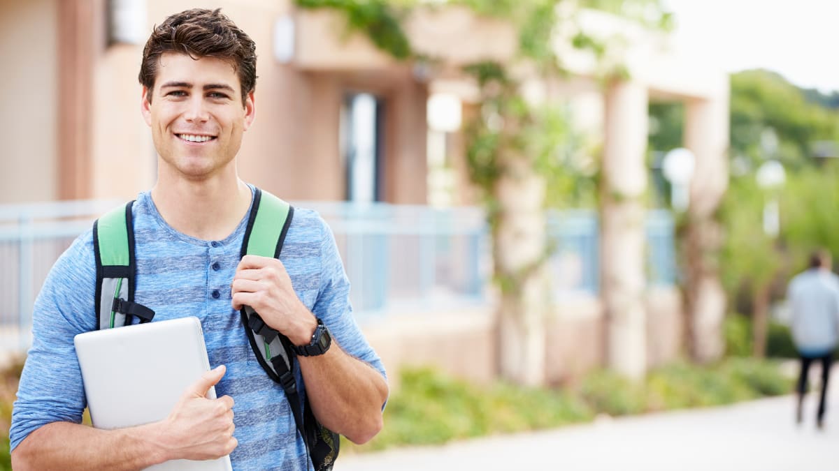 Smiling woman working from home