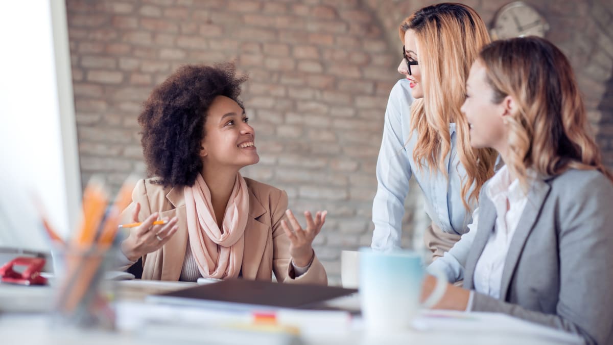 Three businesswomen having a meeting