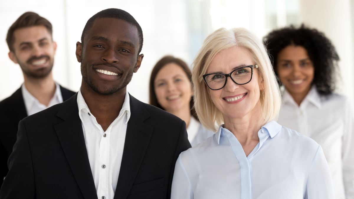 Group of businesspeople smiling