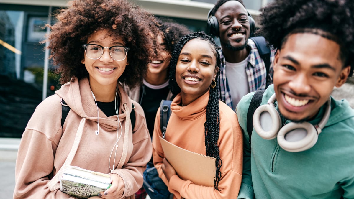 Group of black students smiling