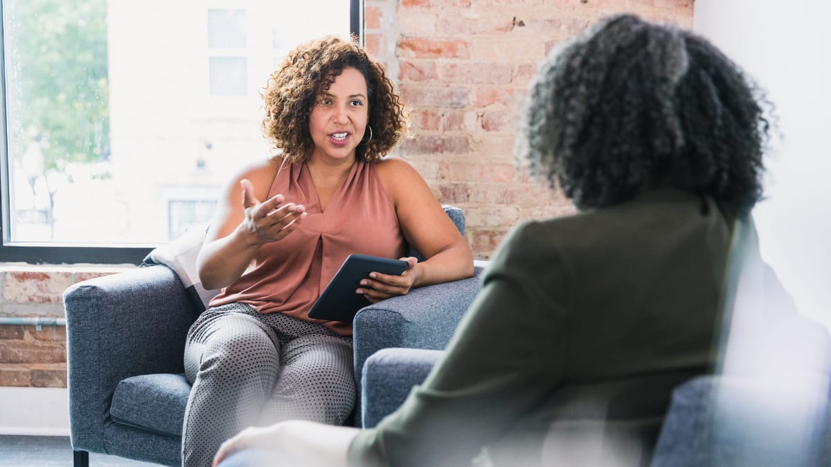 Counselor working with a patient