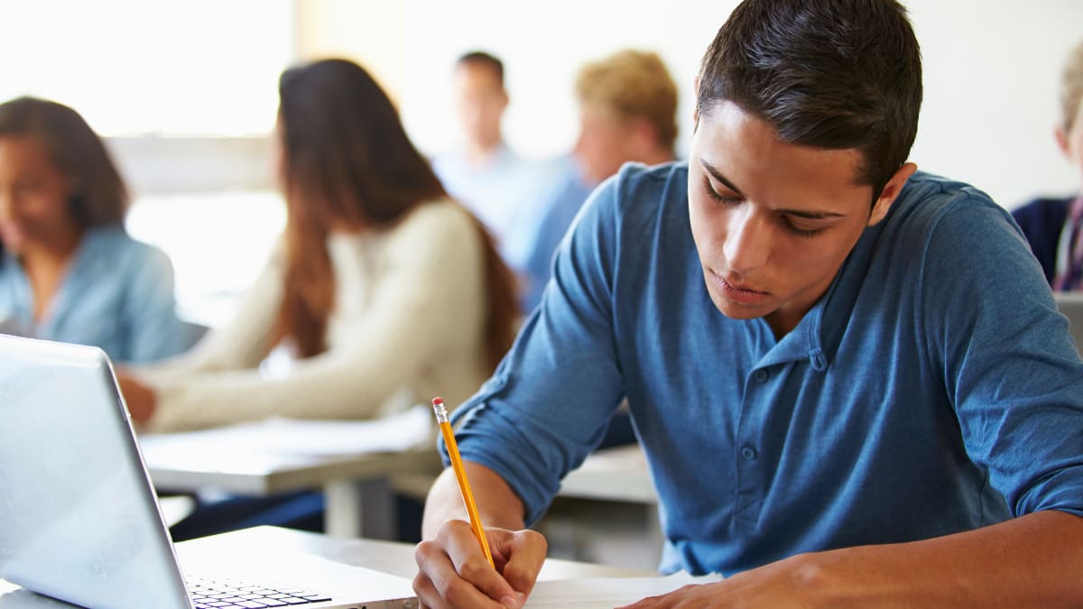 Students working in a classroom