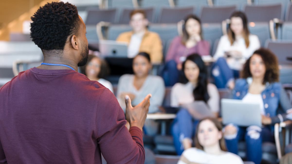 Teacher instructing a class