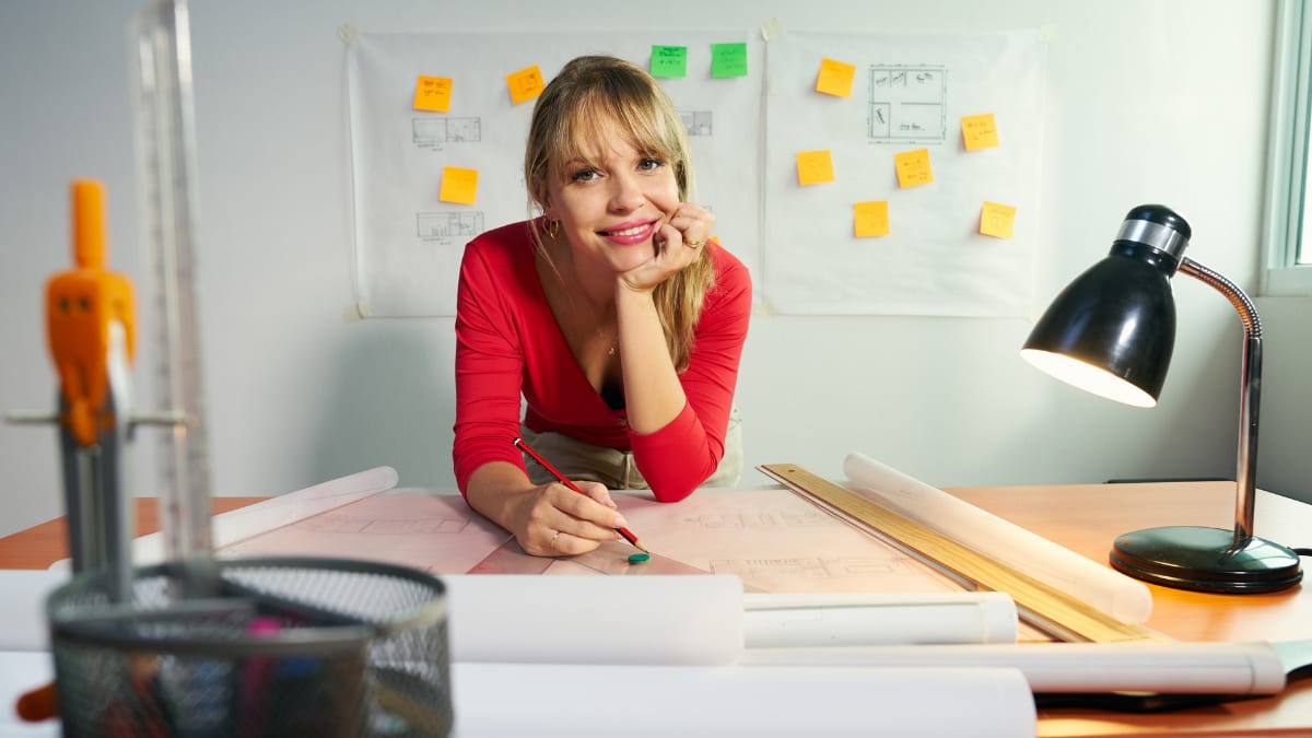 Female architect working in an office