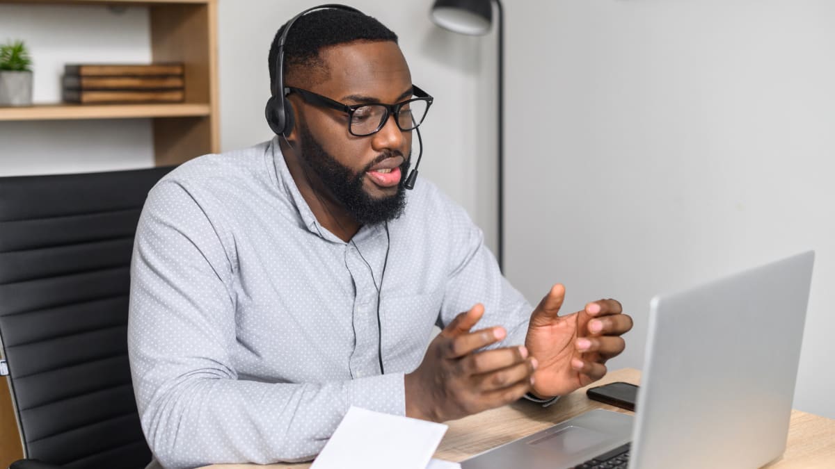 man on a video call