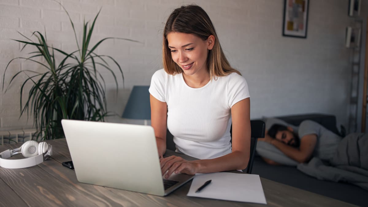 woman working on a laptop