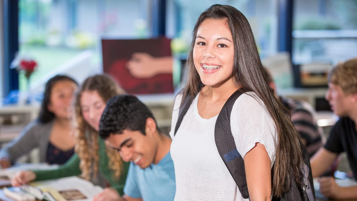 Female student with braces