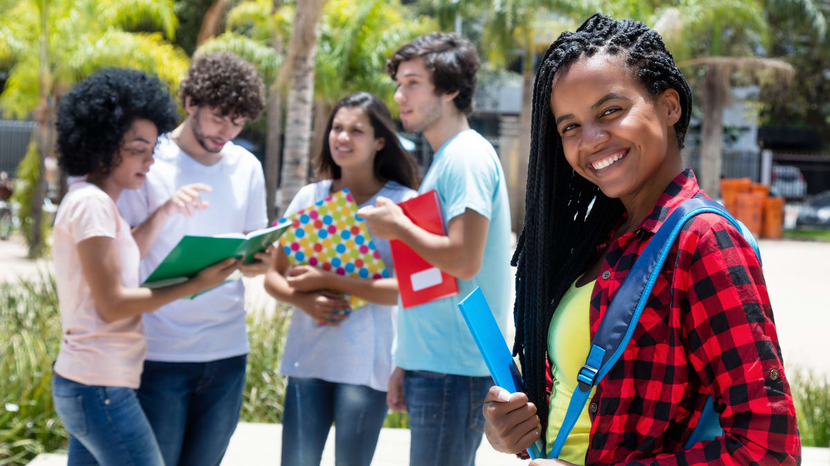 Students studying outside