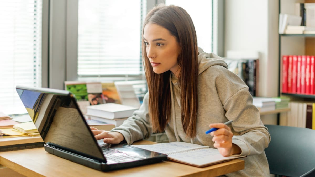 Woman working with her laptop