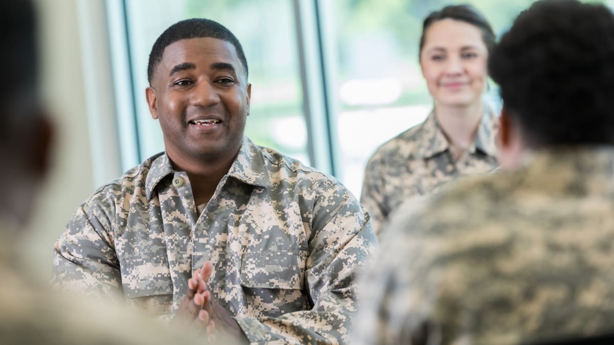 Military teacher teaching students