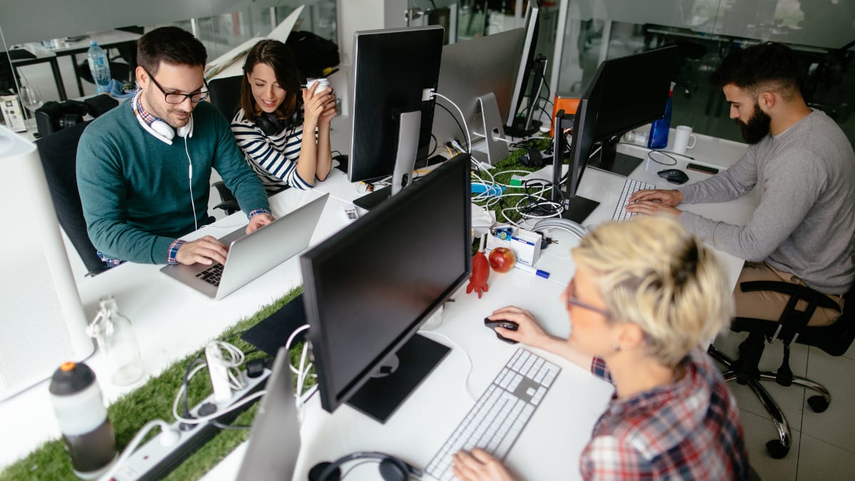 Team of people working on a web design