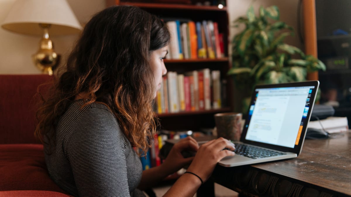 Woman working on a laptop