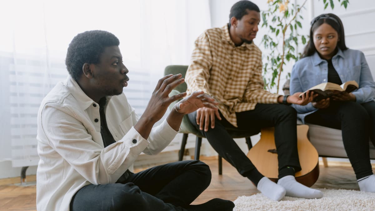 Students having a bible study