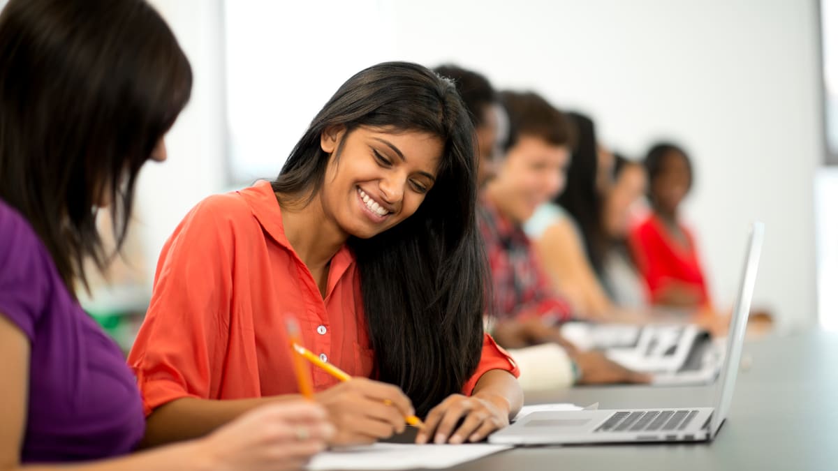 Two students working together