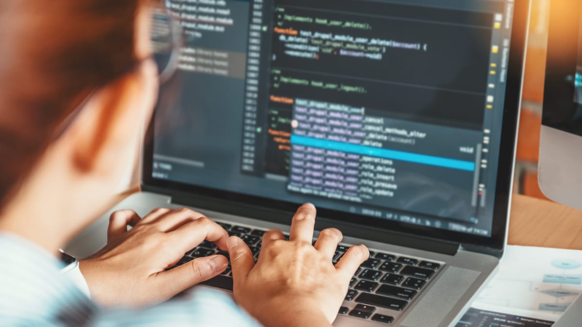 Software developer working at her desk