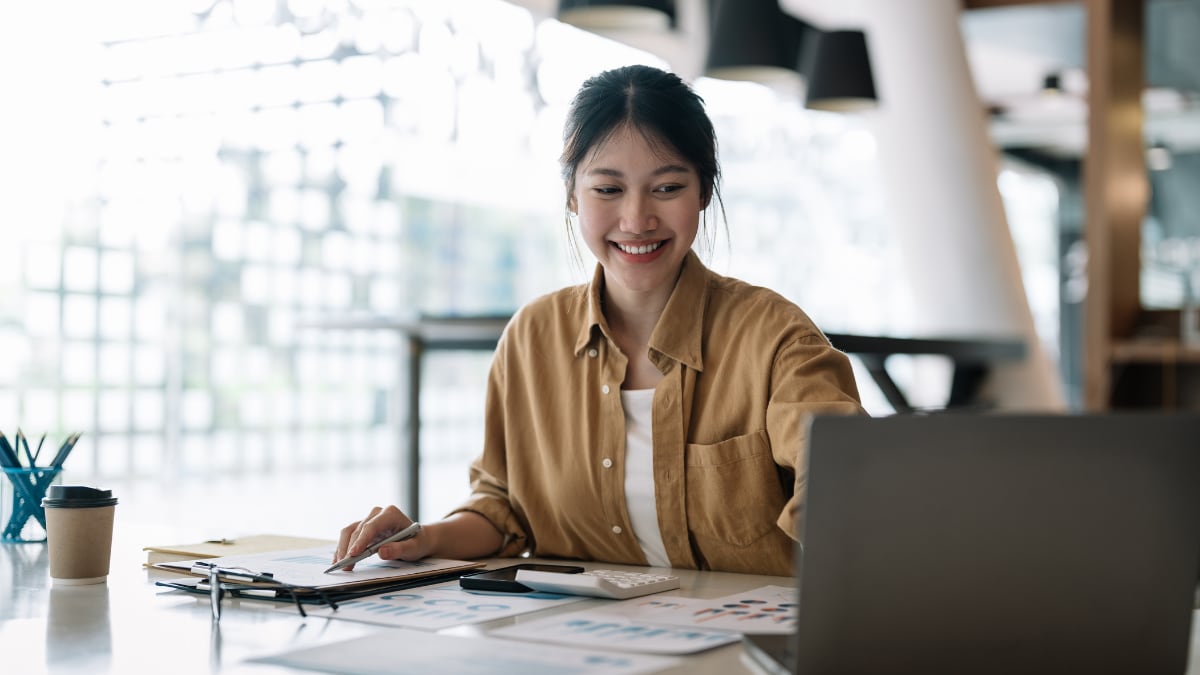 accountant sitting at her desk