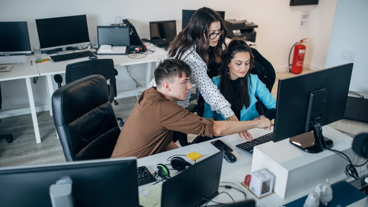 team of data analysts working in the information technology field