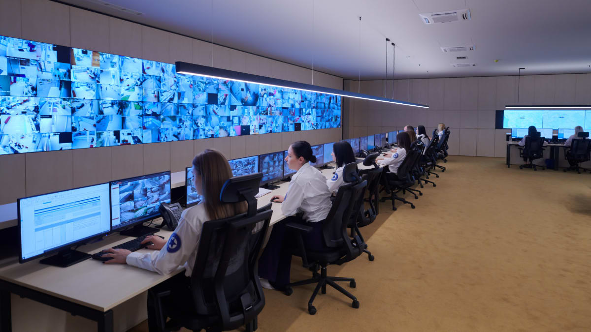 security data center operators monitoring a business