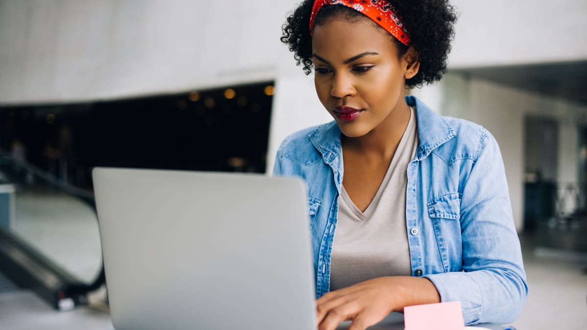 online college student working on an online class