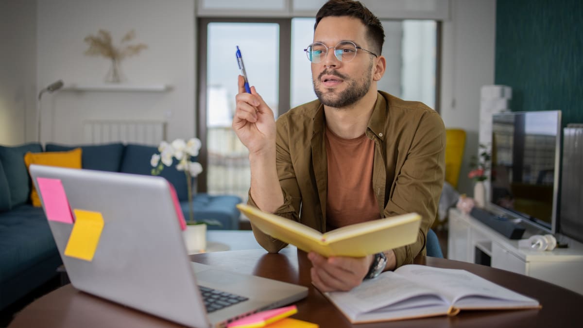 online college student studying for an online class