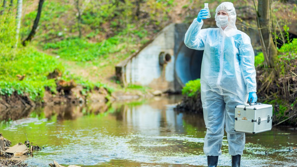 an environmental scientist studying waste pollution