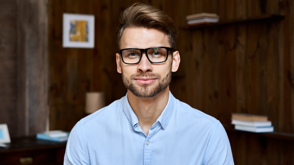 man looking into the camera