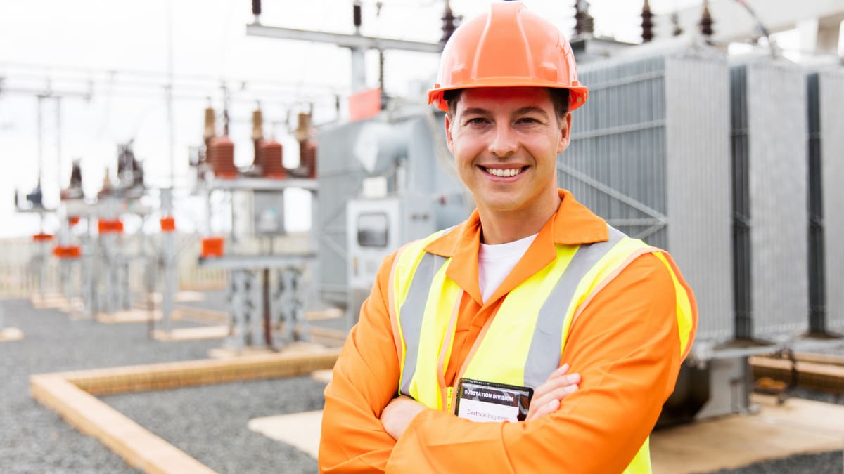 electrical engineer standing outside