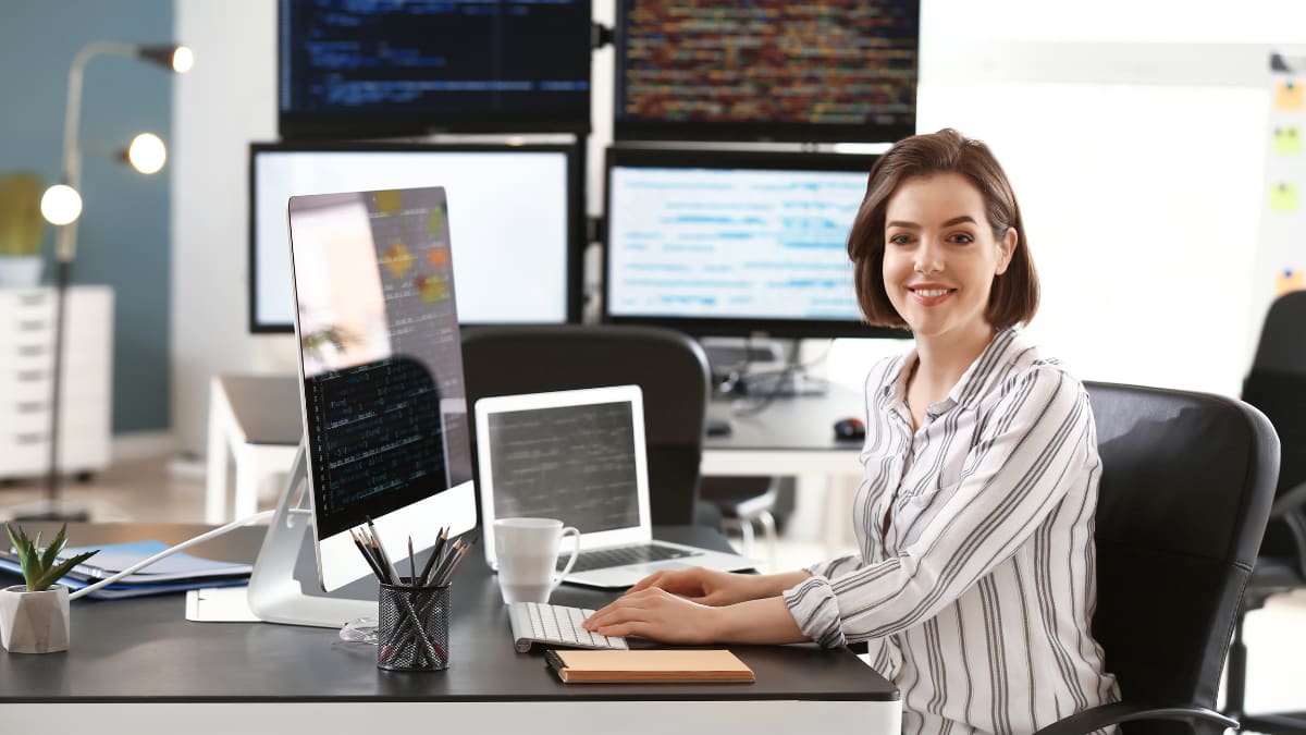 software programmer working in an office