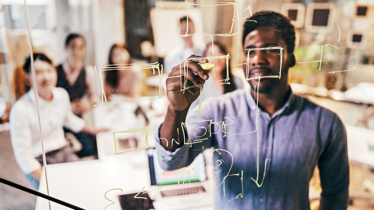 young business professionals working on a business strategy plan