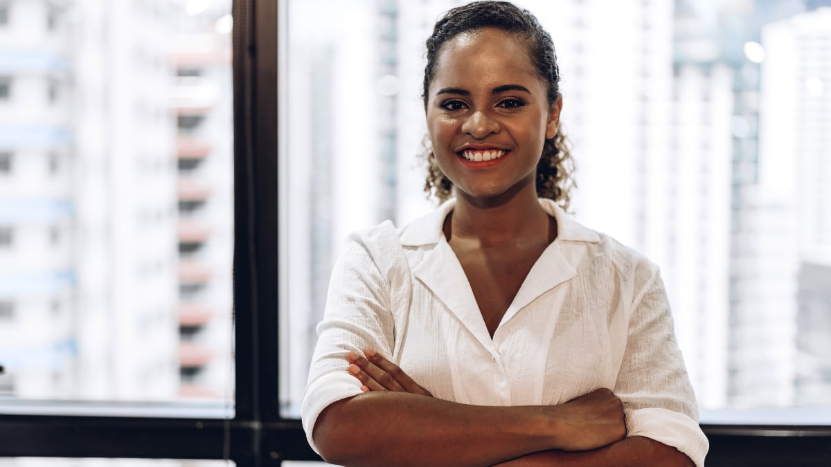 business professional standing in an office