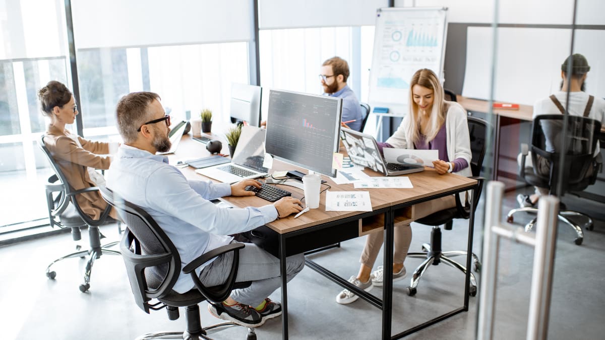 computer programmers working in an office