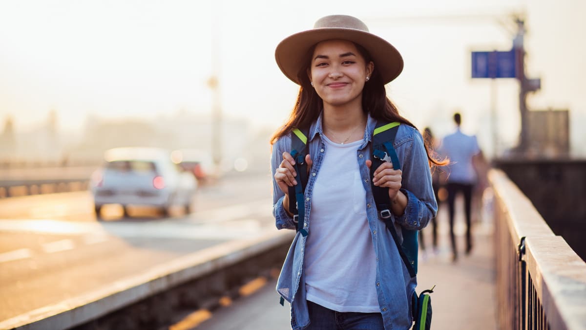 student traveling during a gap year