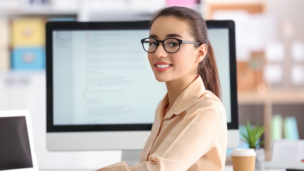 cybersecurity professional sitting at a desk