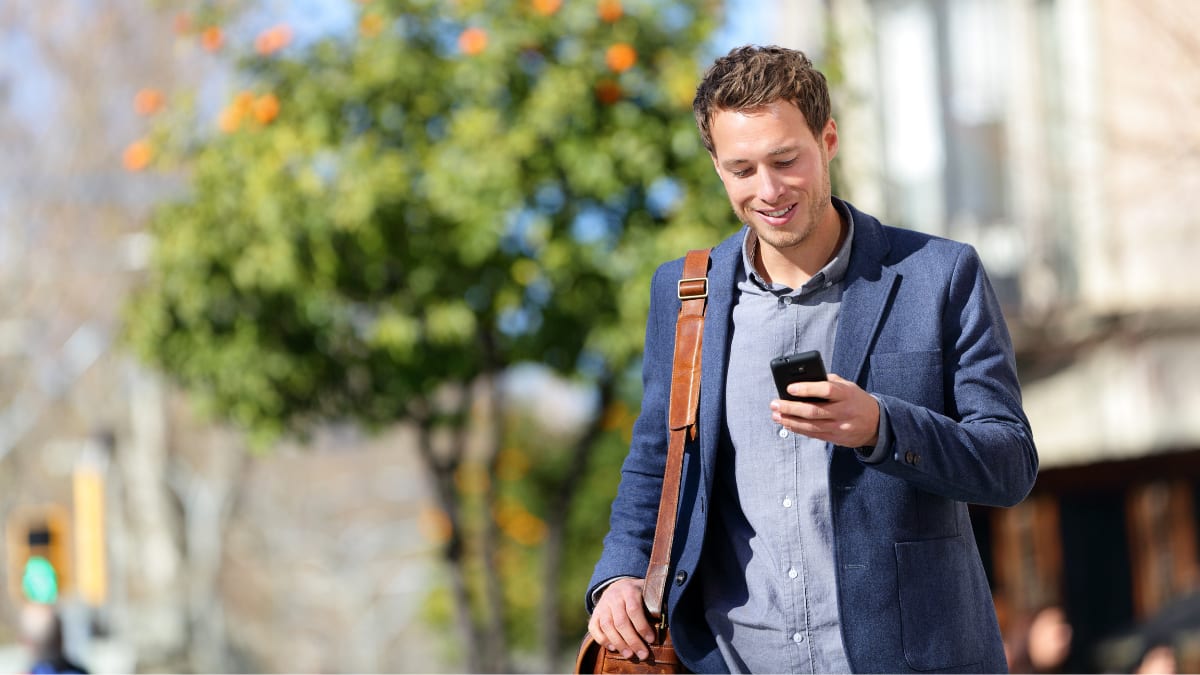 graduate student walking outside