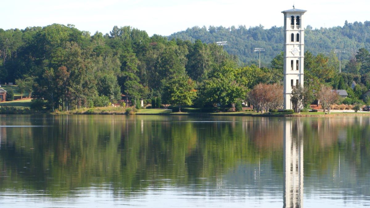 waterside view of Bell Tower